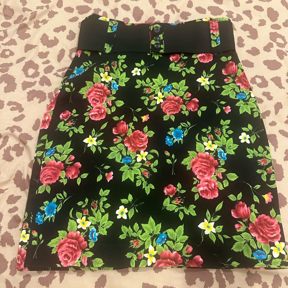Floral Black Skirt